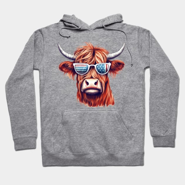 4th of July Highland Cow Hoodie by Chromatic Fusion Studio